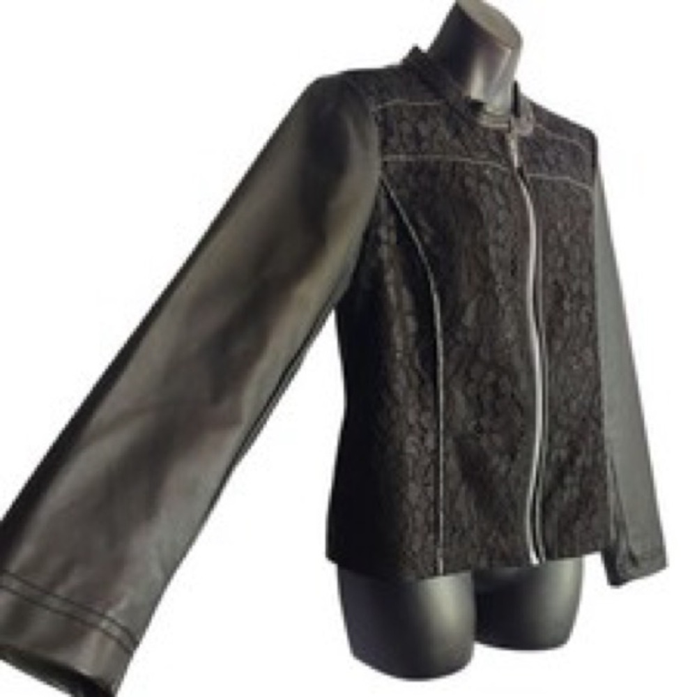 Christopher & Banks Black Faux Leather Jacket - Picture 4 of 15